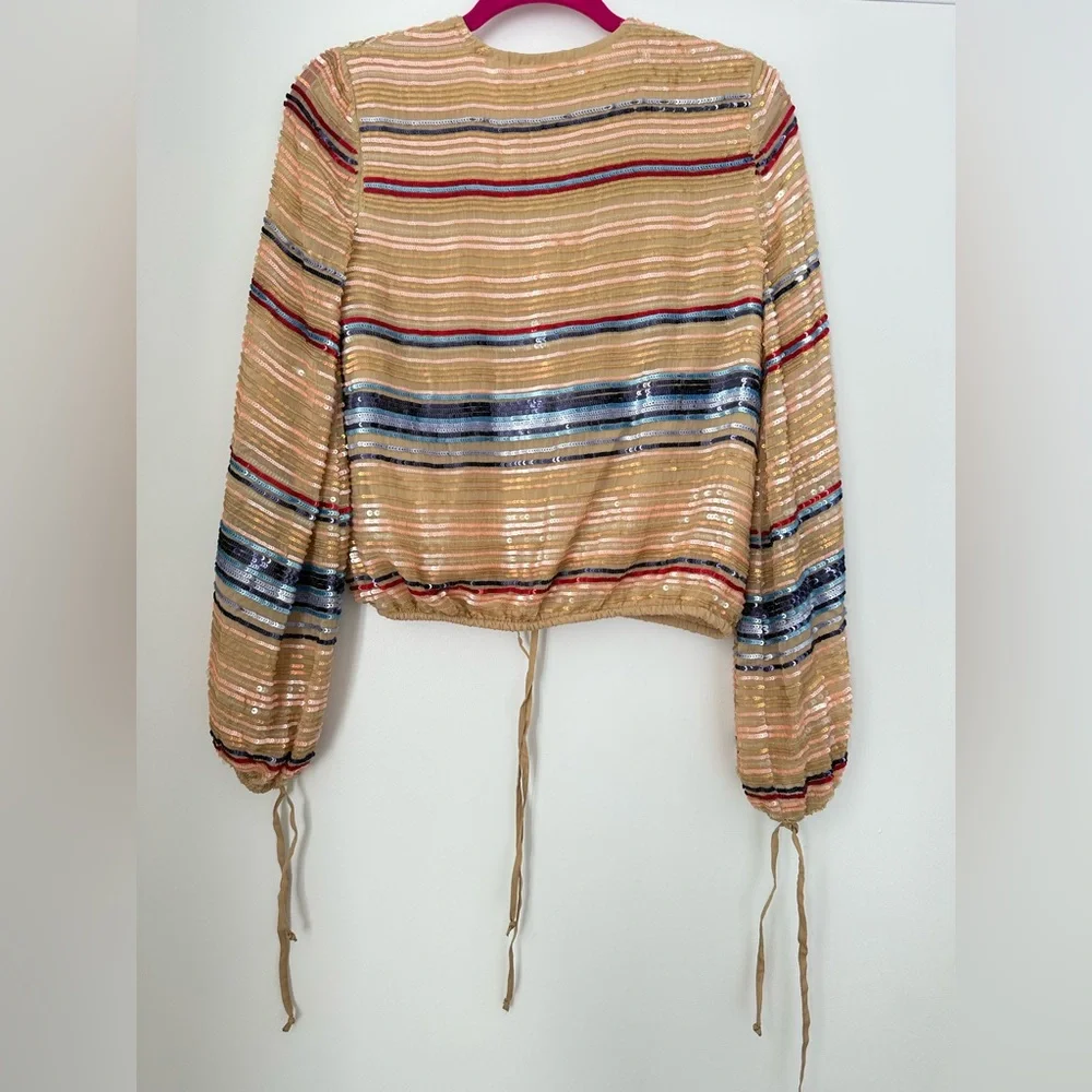 TULAROSA BREE LONG SLEEVE BLOUSE in Blue Multi Stripe - Picture 5 of 5